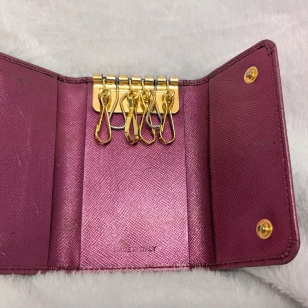 Authentic Prada Metallic Pink Leather Key Wallet - Picture 7 of 10